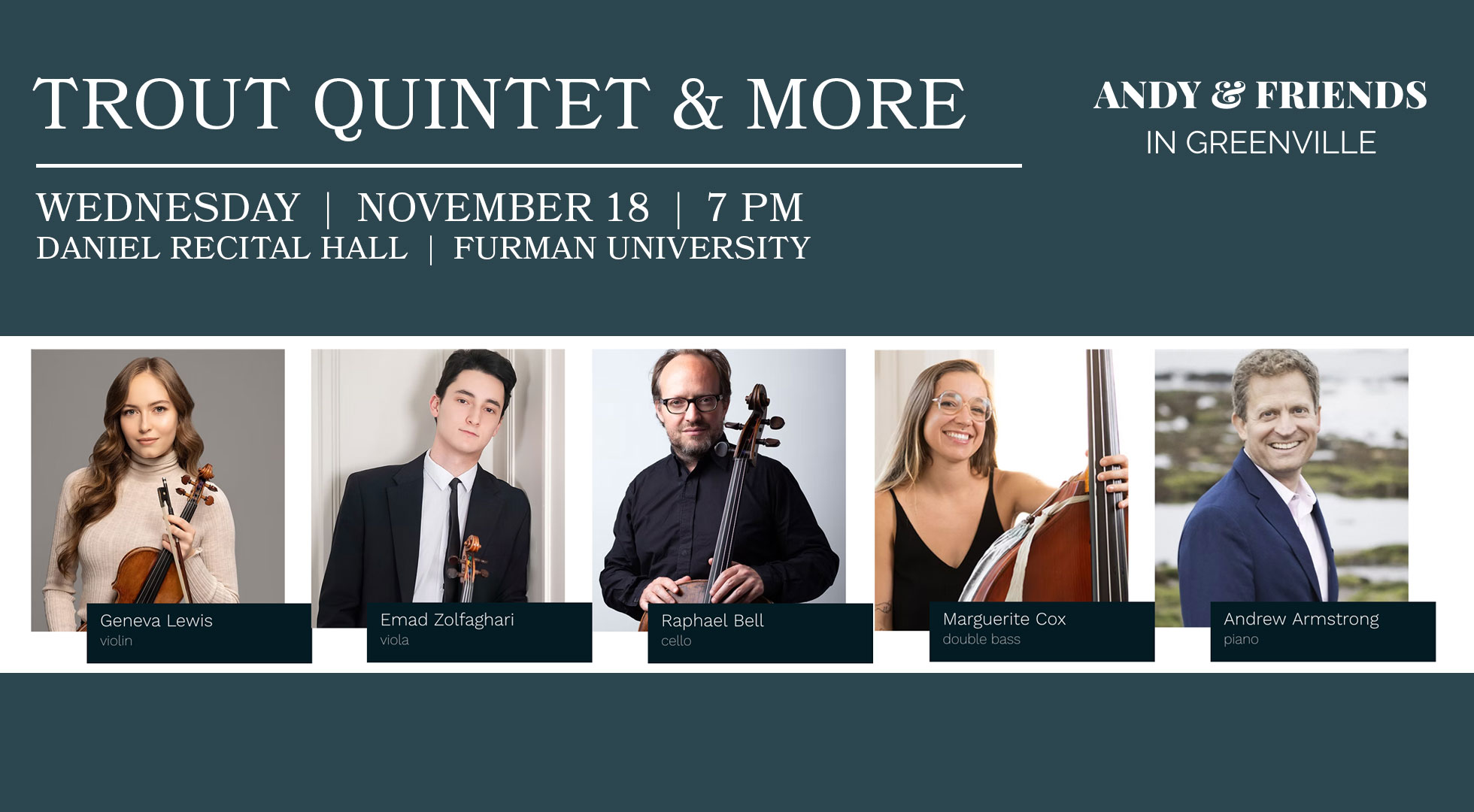 Andy & Friends: Trout Quintet and More, Wednesday, November 18th at 7PM, Furman University